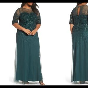 Adrianna Papell Beaded Illusion Gown